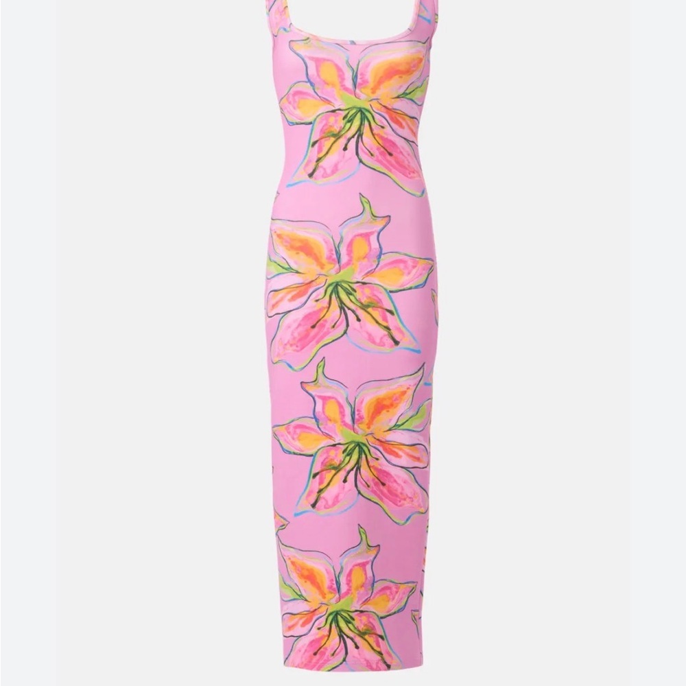 Summi Summi lilac print Bodycon midi Dress